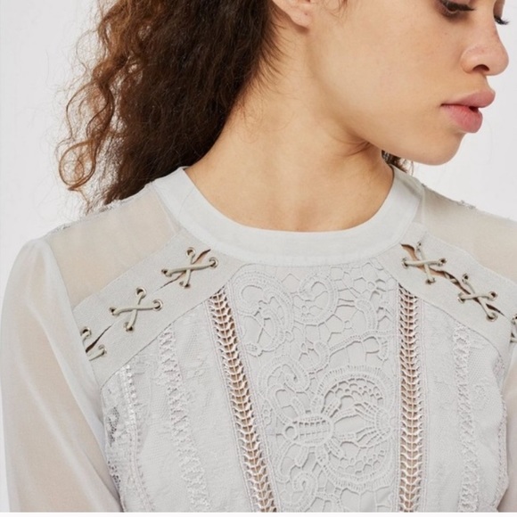 Topshop bluish gray chiffon dress - Picture 5 of 12